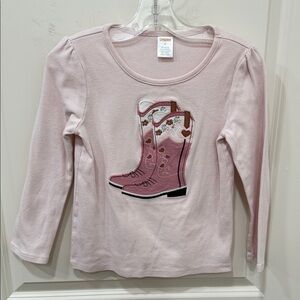 Gymboree Pink Long Sleeve Shirt with Cowgirl Boots